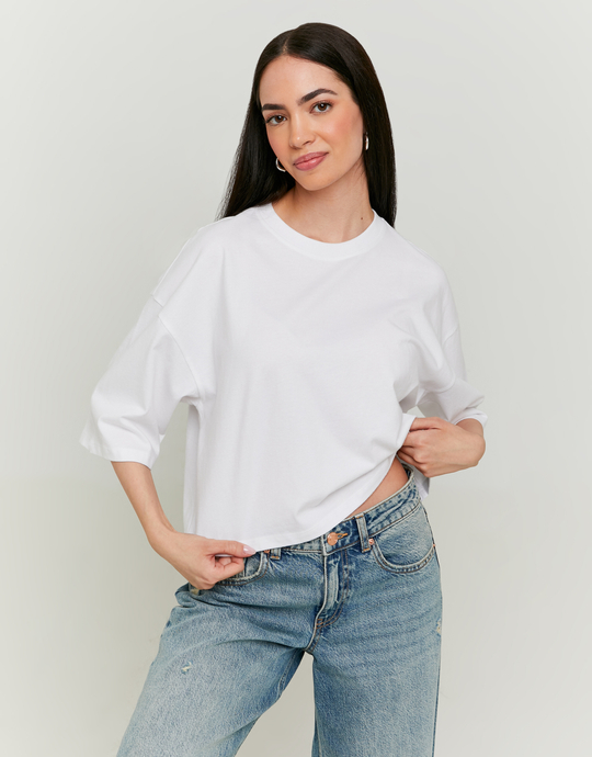 Weißes Basic Loose Fit T-Shirt | TALLY WEiJL