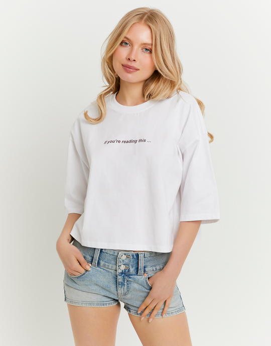 White Oversized Printed T-Shirt | TALLY WEiJL