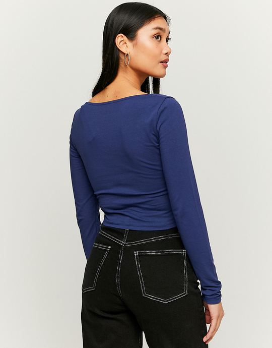 Blue Basic Long Sleeves T-Shirt | TALLY WEiJL