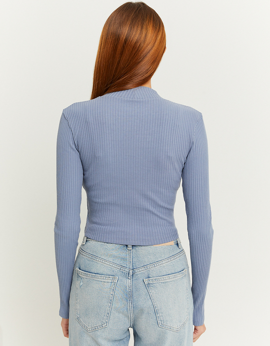 T-shirt bleu côtelé basique | TALLY WEiJL