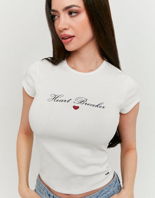 T-shirt en coton blanc imprimé | TALLY WEiJL