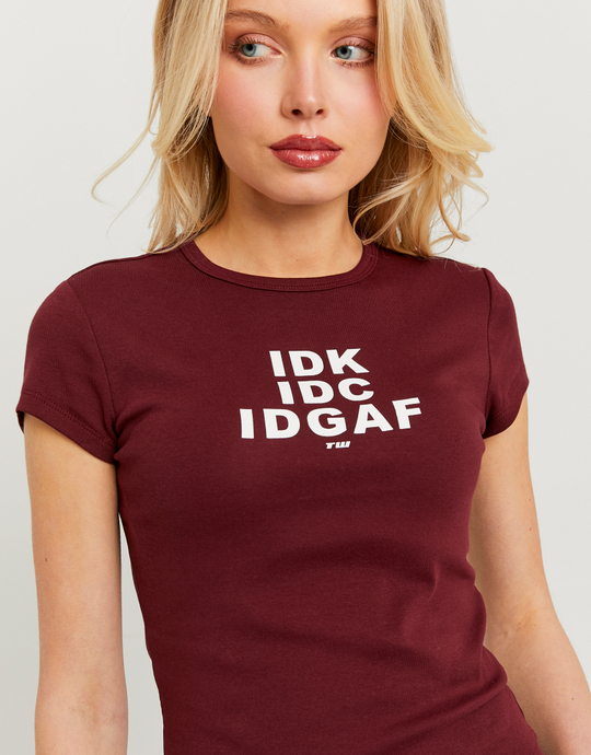 Burgundy Printed T-Shirt | TALLY WEiJL