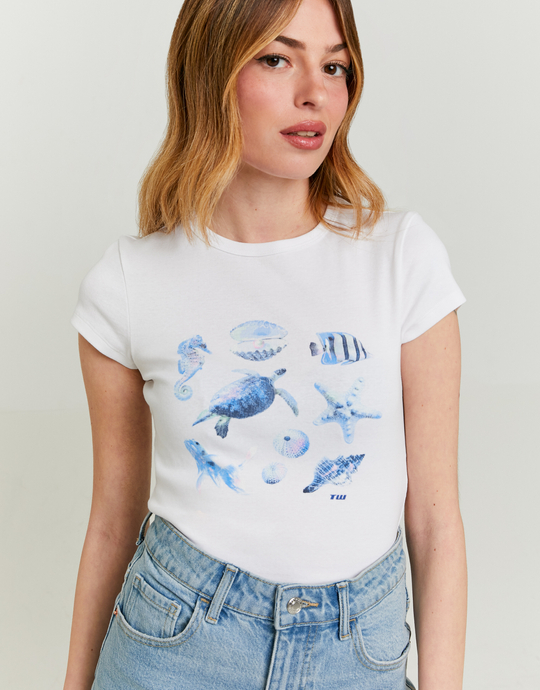 T-shirt Λευκό με στάμπα | TALLY WEiJL