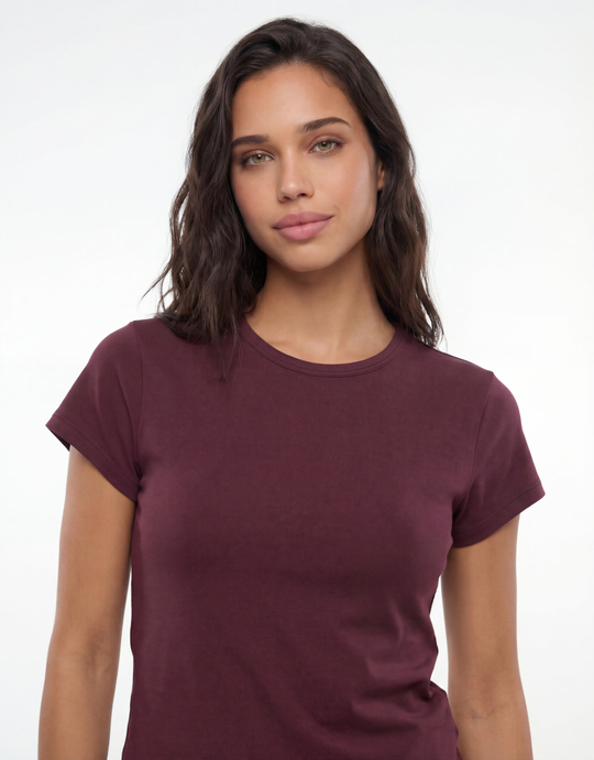 Burgundy Basic T-Shirt | TALLY WEiJL