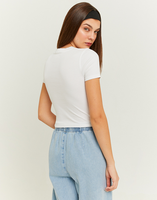 Weißes kurzärmliges kurzes T-Shirt | TALLY WEiJL