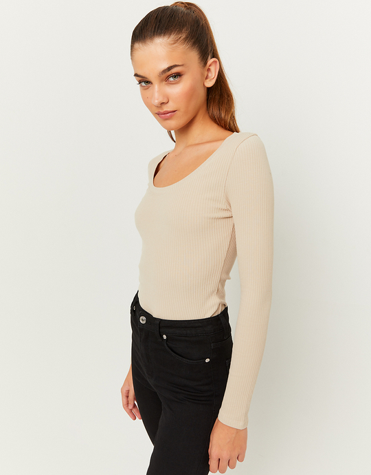 Beige Basic T-Shirt | TALLY WEiJL