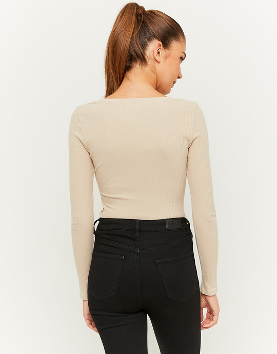 Beige Basic T-Shirt | TALLY WEiJL