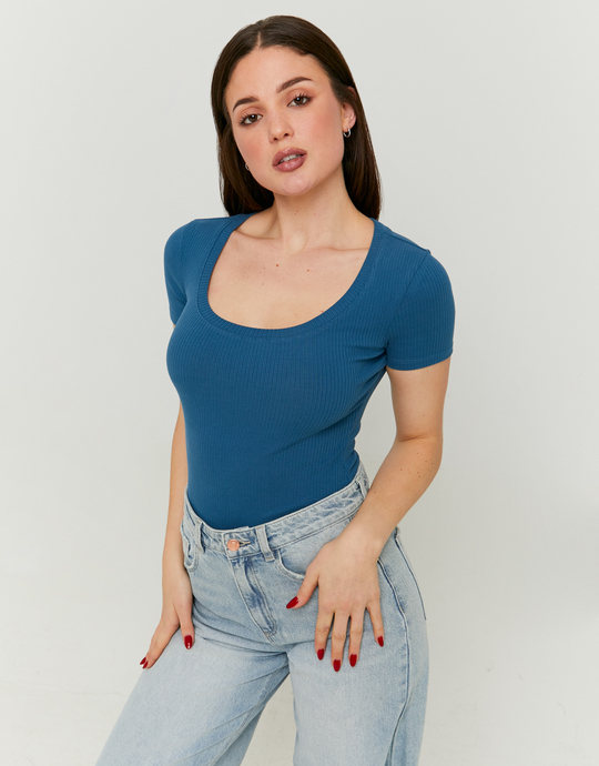 Blue Basic Regular Fit T-shirt | TALLY WEiJL