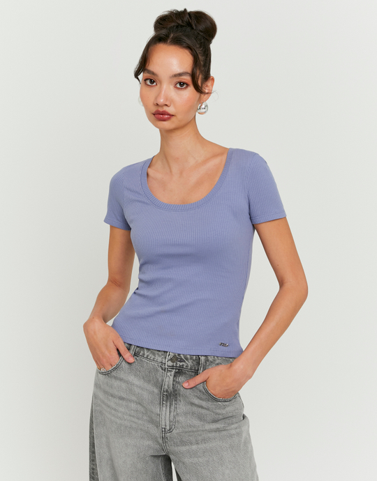 T-Shirt Droit Bleu Basique | TALLY WEiJL