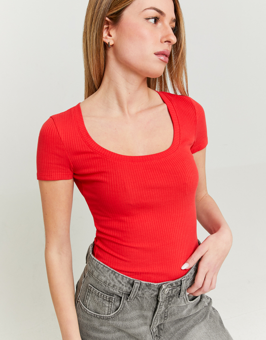 Red Basic Reglar Fit T-shirt | TALLY WEiJL