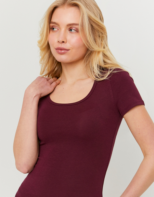 Burgundy Basic T-Shirt | TALLY WEiJL