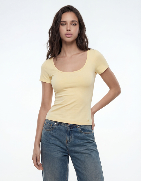 T-Shirt Basique Jaune | TALLY WEiJL