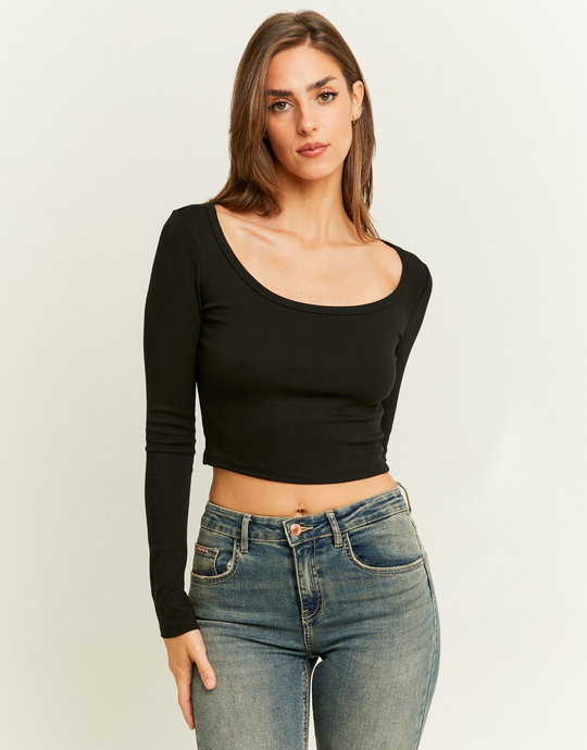 Basic Black Long Sleeve T-Shirt | TALLY WEiJL