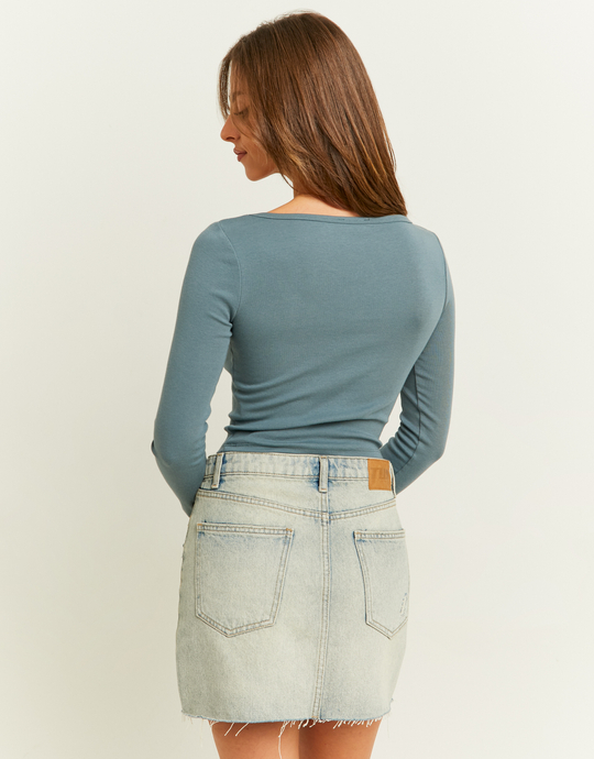 Basic Blue Long Sleeve T-Shirt | TALLY WEiJL