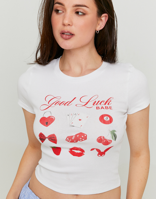 Weisses bedrucktes T-Shirt | TALLY WEiJL