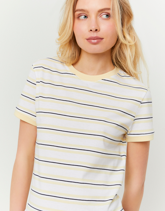 Gelbes gestreiftes Basic T-Shirt | TALLY WEiJL