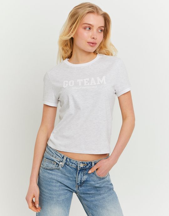 Grey Printed T-Shirt | TALLY WEiJL