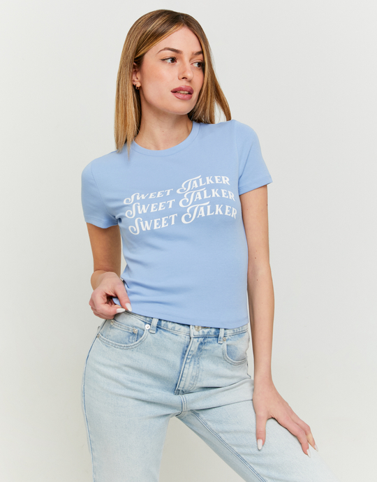 Blaues Print T-Shirt | TALLY WEiJL