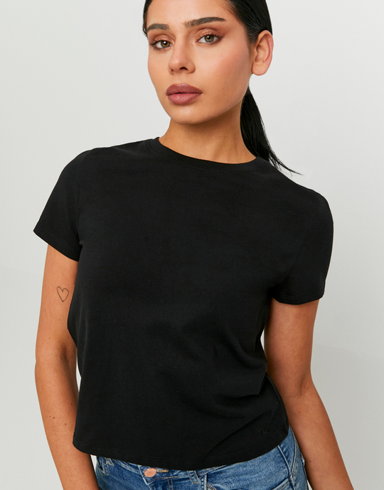 Schwarzes Basic T-Shirt | TALLY WEiJL