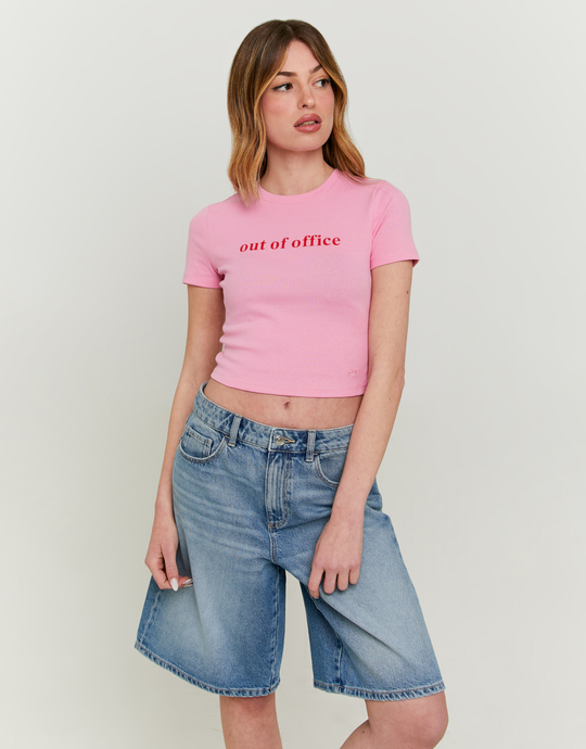 Rosa T-Shirt mit Print | TALLY WEiJL