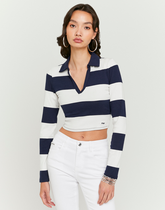 T-shirt Bleu à Rayures à Manches Longues | TALLY WEiJL