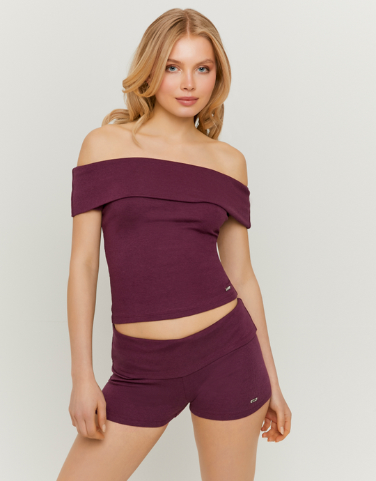 Purple Boat Neck T-shirt | TALLY WEiJL