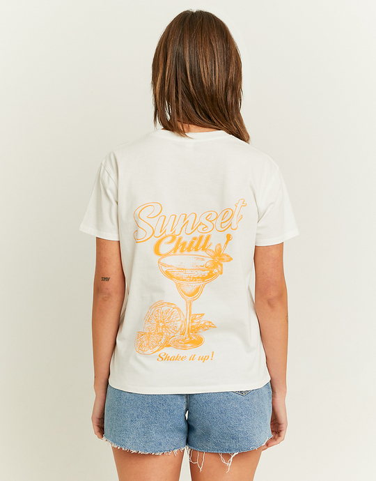 T-Shirt Court Oversize Blanc Imprimé | TALLY WEiJL