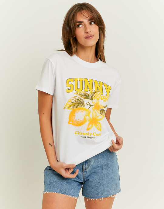 White Printed Oversize T-shirt | TALLY WEiJL