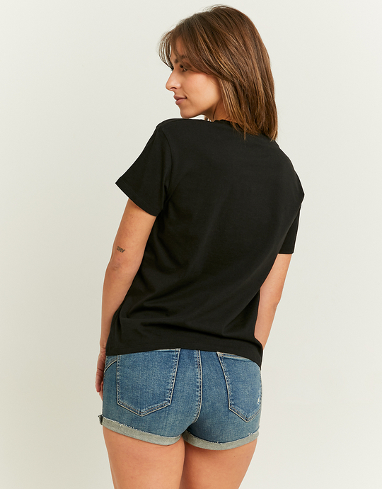 Schwarzes lockeres bedrucktes T-Shirt | TALLY WEiJL