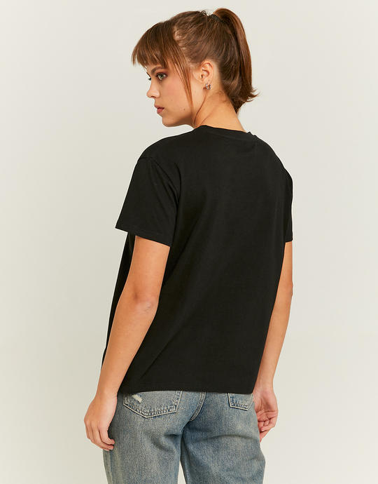 Schwarzes lockeres bedrucktes T-Shirt | TALLY WEiJL