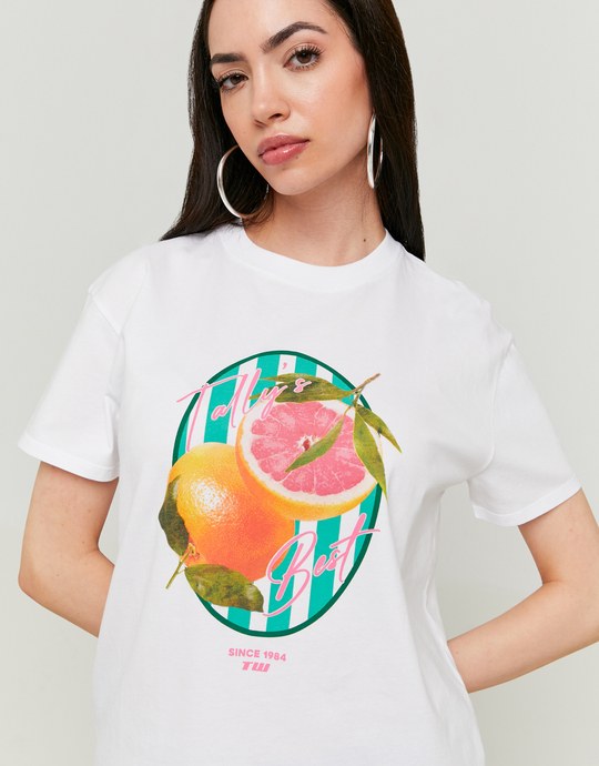 Weisses T-Shirt mit Print | TALLY WEiJL