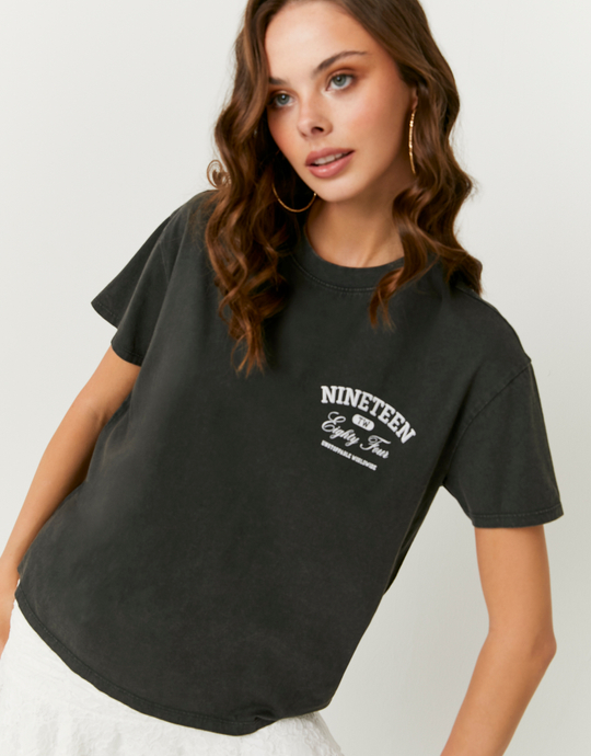 Grey Printed T Shirt | TALLY WEiJL