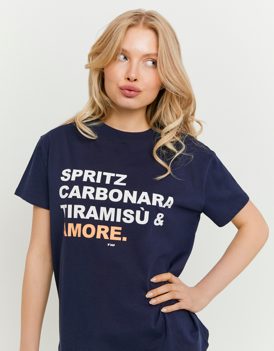 Blaues bedrucktes T-Shirt | TALLY WEiJL