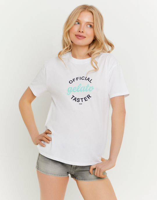 Weisses bedrucktes T-Shirt | TALLY WEiJL