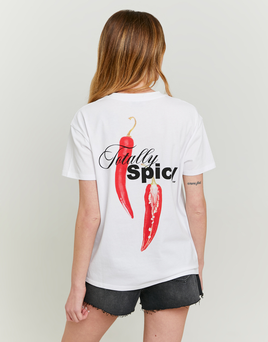 Weißes Oversize-T-Shirt mit Print | TALLY WEiJL