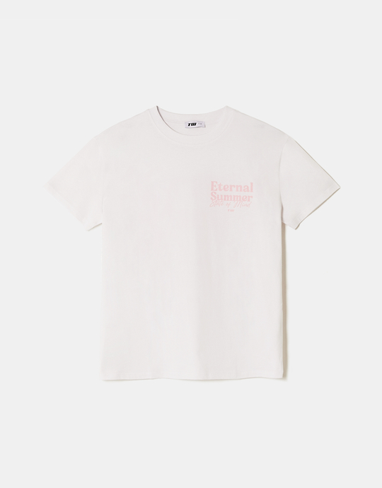 T-shirt bianca stampata in cotone | TALLY WEiJL