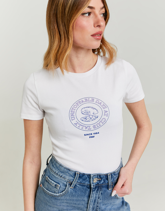 White T-shirt with Print | TALLY WEiJL