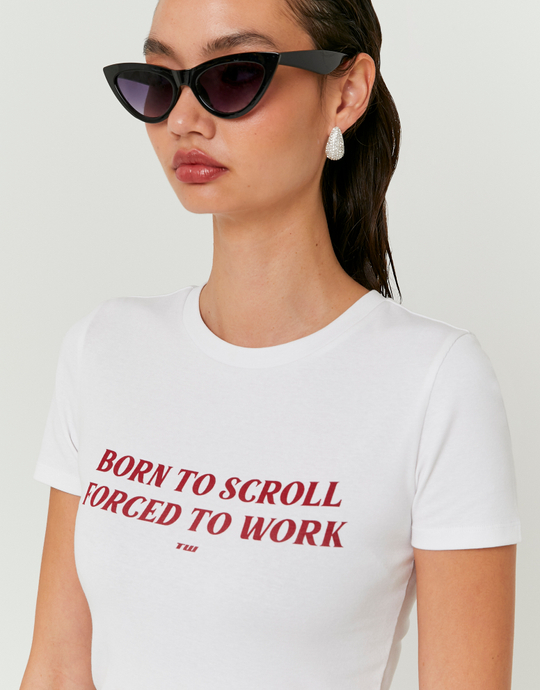 Weisses bedrucktes T-Shirt | TALLY WEiJL