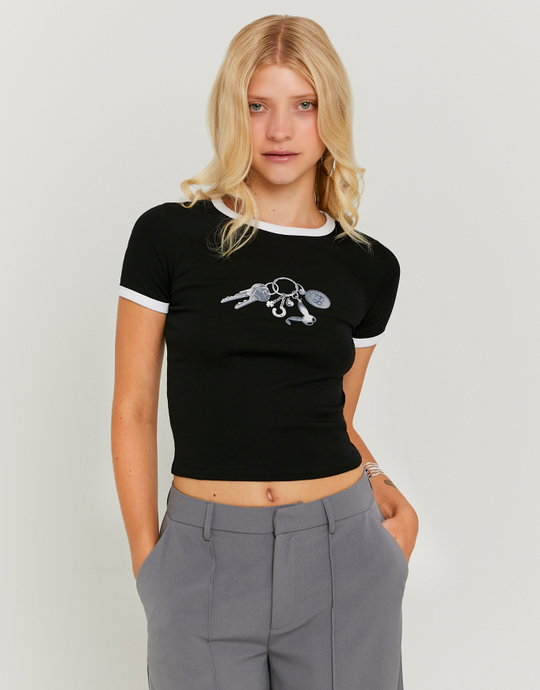 Black Printed T-Shirt | TALLY WEiJL