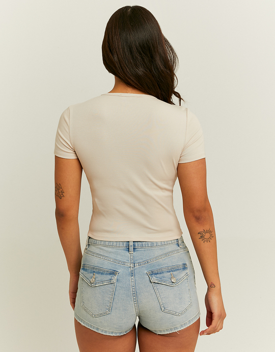 Beige Regular Printed T-Shirt | TALLY WEiJL