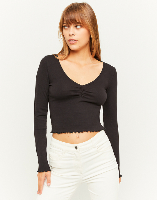 Black Basic Long Sleeves T-Shirt | TALLY WEiJL