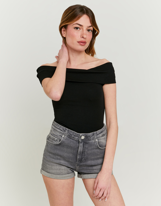 Top Basic Μαύρο με έξω τους ώμους | TALLY WEiJL