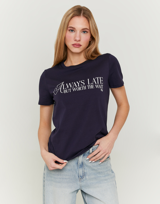 Blaues bedrucktes T-Shirt | TALLY WEiJL