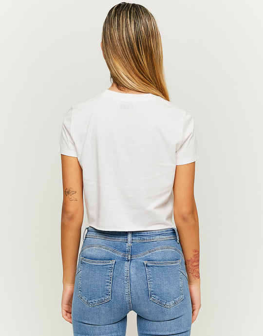 Λευκό Cropped printed T-shirt | TALLY WEiJL