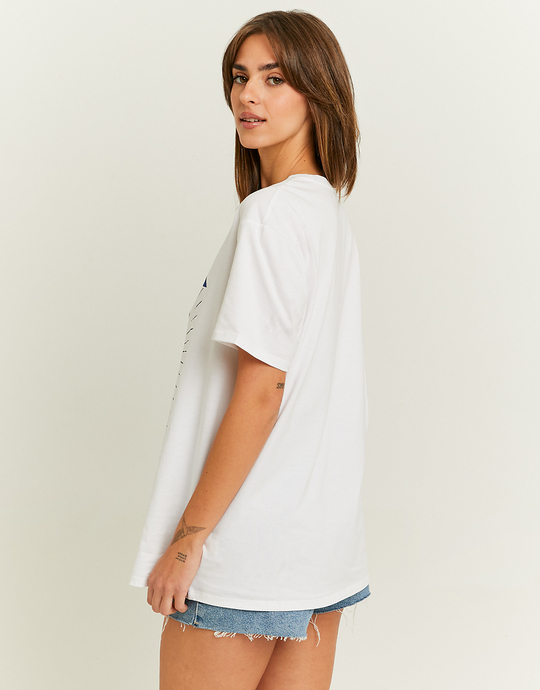 Biała koszulka z nadrukiem oversize | TALLY WEiJL