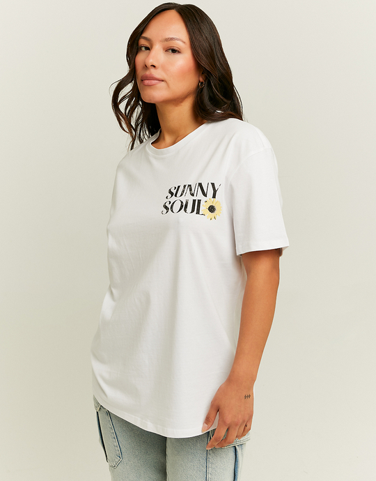 T-Shirt Oversize Blanc Imprimé | TALLY WEiJL
