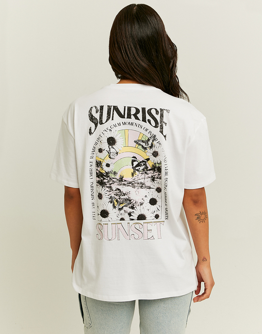 T-Shirt Oversize Blanc Imprimé | TALLY WEiJL