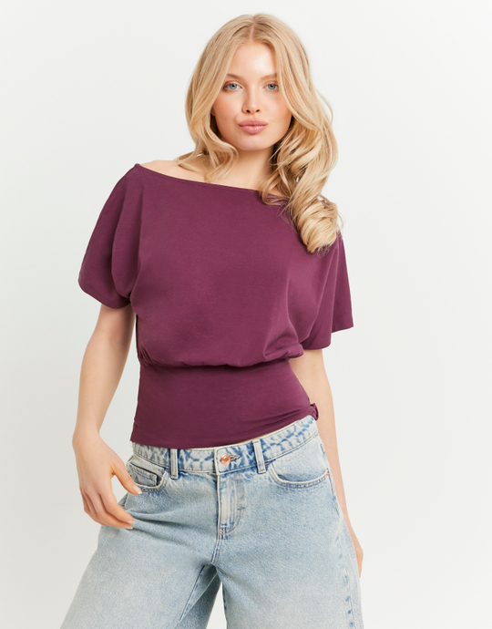 T-shirt Col Bateau Violet | TALLY WEiJL
