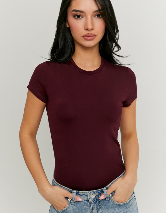 Burgundy Basic T-shirt | TALLY WEiJL