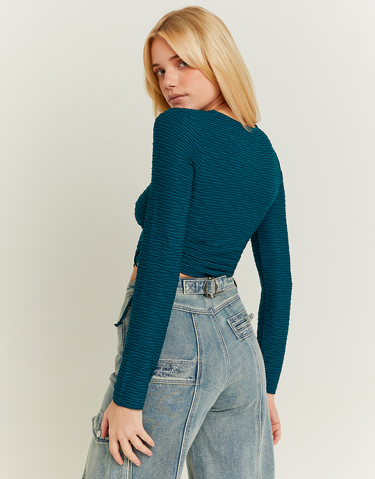 Blaues Crop Top mit seitlicher Schnürung | TALLY WEiJL